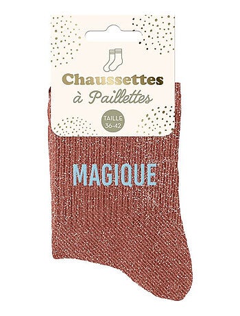 Paire de chaussettes marron à paillettes Magique