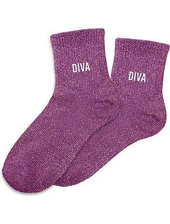 Paire de chaussettes mauves pailletées Diva