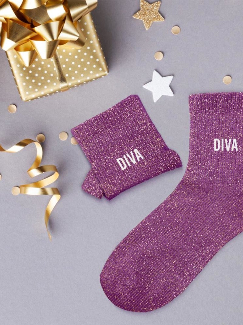 Paire de chaussettes mauves pailletées Diva Mauve - Kiabi