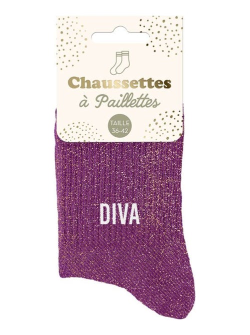 Paire de chaussettes mauves pailletées Diva - Kiabi