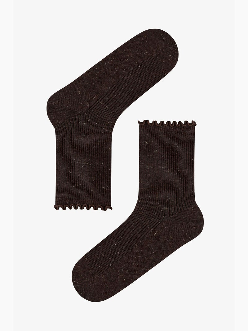 Paire de chaussettes mi-hautes à volants et paillettes penti Noir Bordeaux - Kiabi