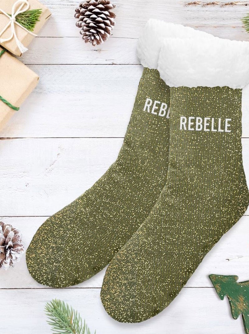 Paire de chaussettes moumoutes à paillettes rebelle en pause Vert - Kiabi