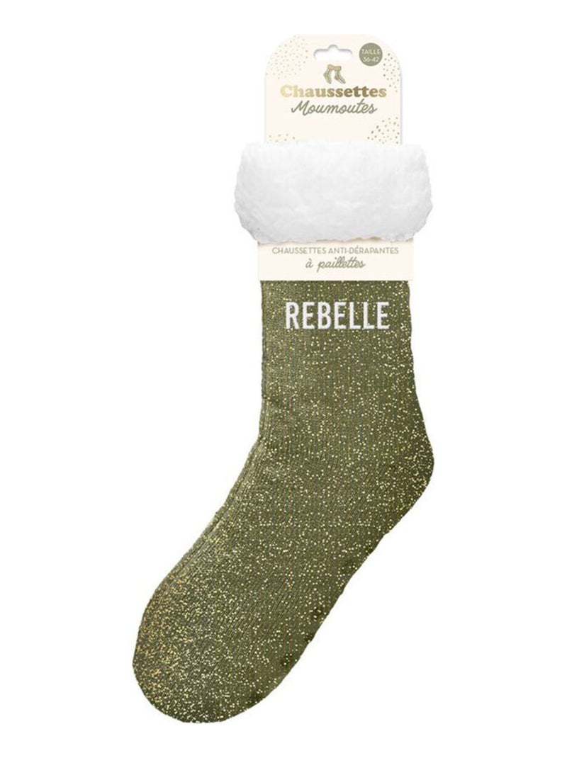 Paire de chaussettes moumoutes à paillettes rebelle en pause Vert - Kiabi