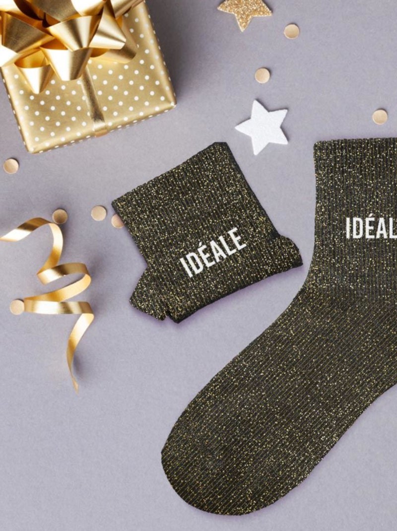 Paire de chaussettes noires pailletées Idéale Noir - Kiabi