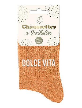 Paire de chaussettes oranges pailletées Dolce Vita
