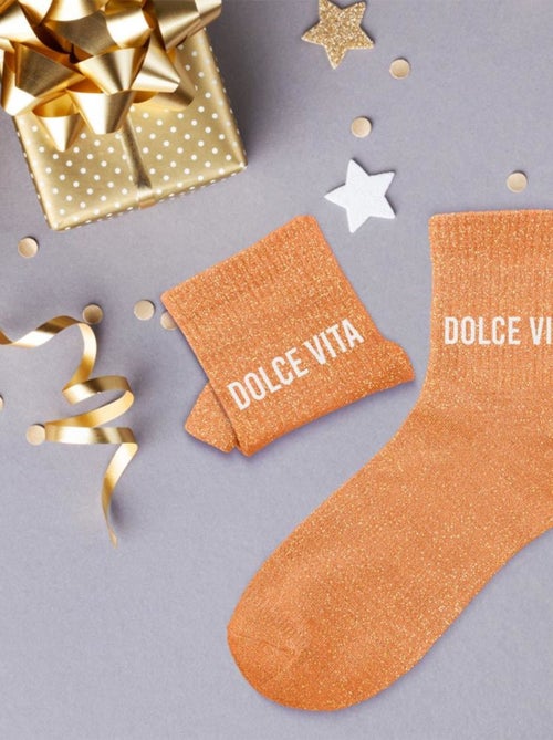 Paire de chaussettes oranges pailletées Dolce Vita - Kiabi Paire de chaussettes oranges pailletées Dolce Vita - Kiabi