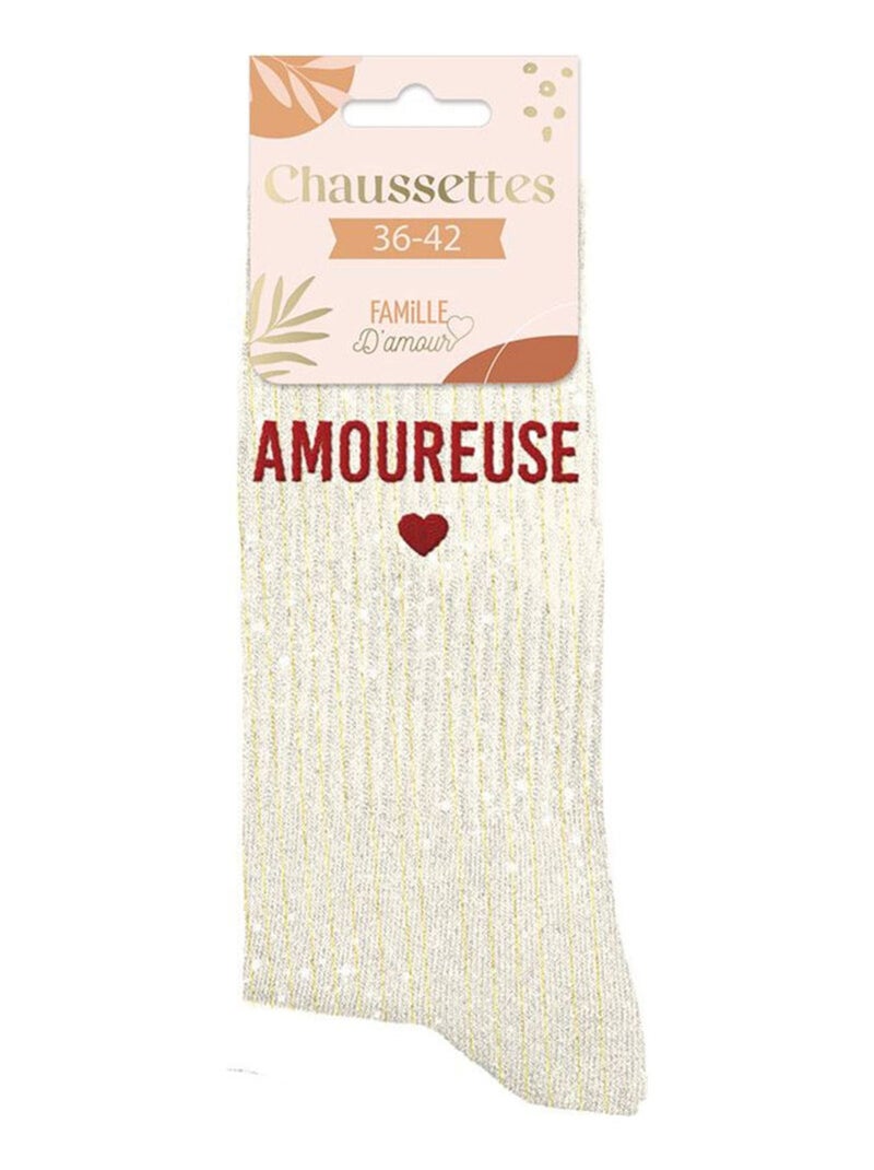 Paire de chaussettes pailletées amoureuse Blanc - Kiabi