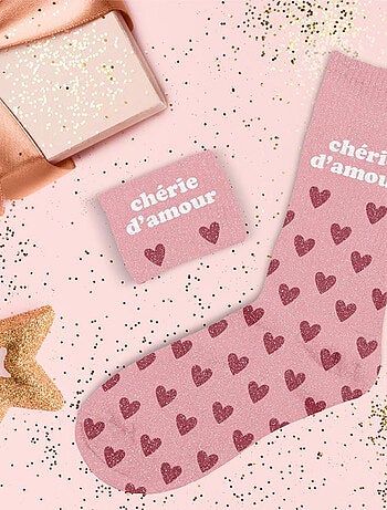 Paire de chaussettes pailletées chérie d'amour