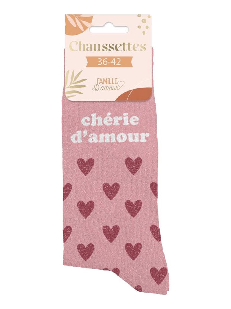 Paire de chaussettes pailletées chérie d'amour Rose - Kiabi