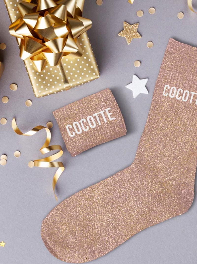 Paire de chaussettes pailletées Cocotte Rose - Kiabi