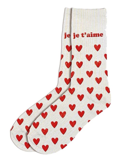 Paire de chaussettes pailletées je t'aime - Kiabi