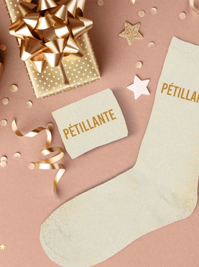 Paire de chaussettes pailletées pétillante Beige - Kiabi