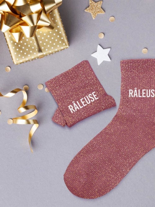 Paire de Chaussettes pailletées pourpre râleuse - Kiabi