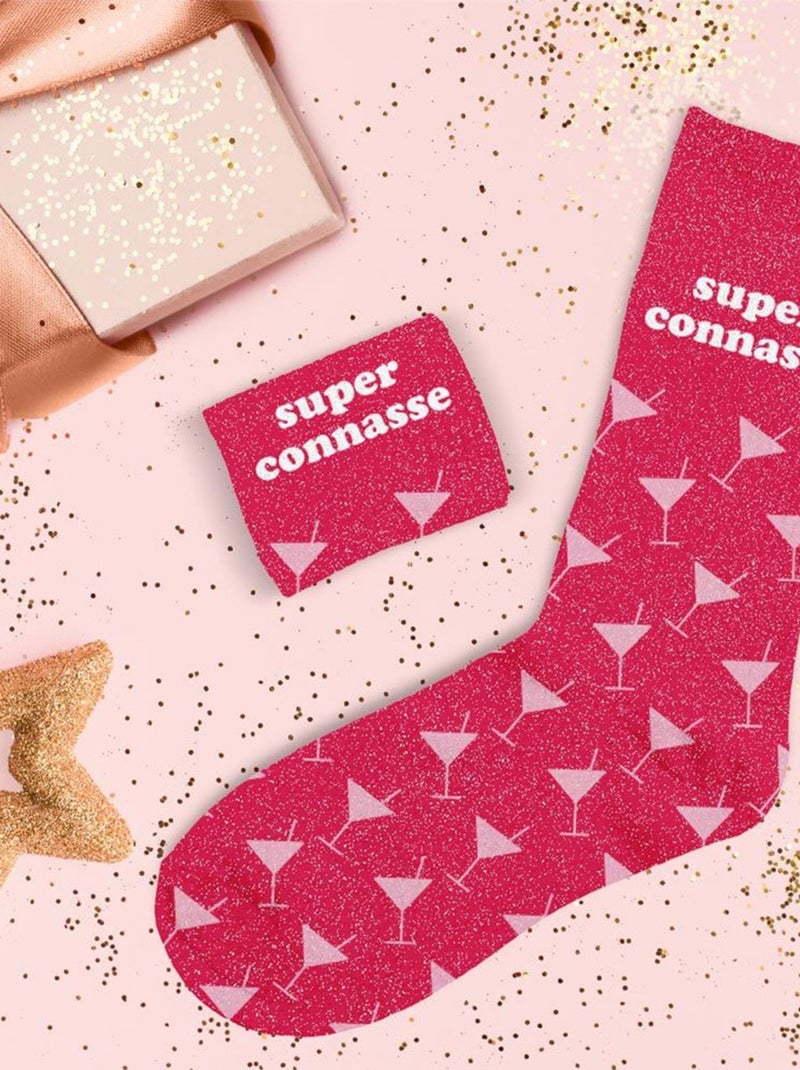 Paire de chaussettes pailletées super connasse Rose - Kiabi
