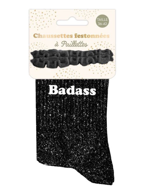 Paire de chaussettes paillettes à feston badass noire - Kiabi Paire de chaussettes paillettes à feston badass noire - Kiabi