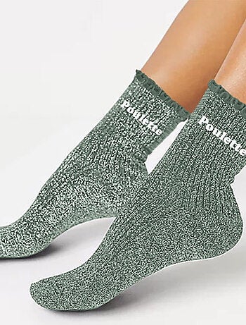 Paire de chaussettes paillettes à feston Poulette vertes