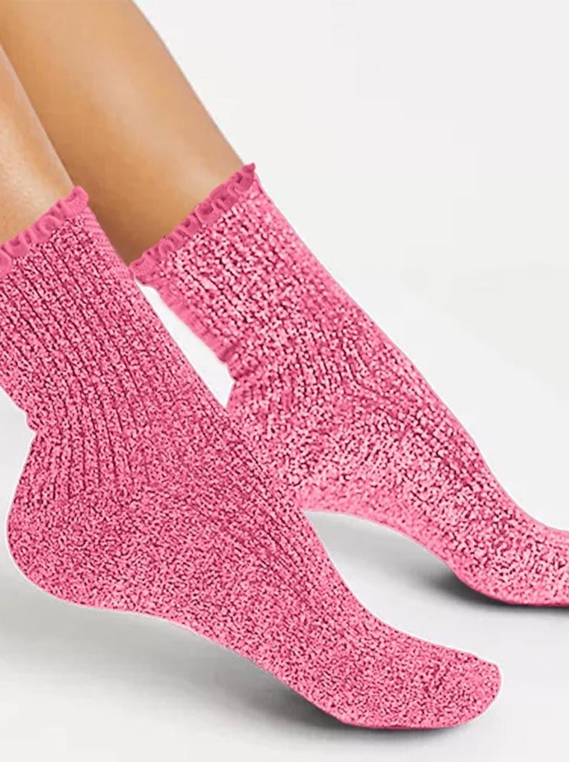 Paire de chaussettes paillettes à feston rose Rose - Kiabi
