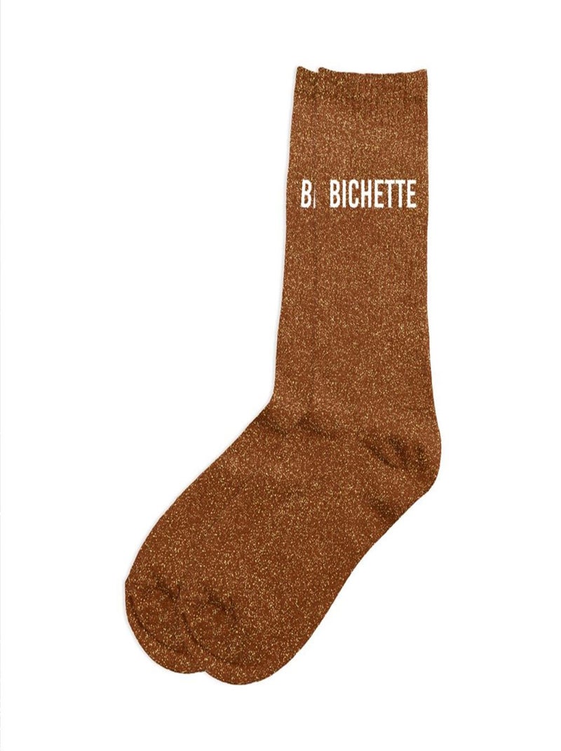 Paire de chaussettes paillettes bichette marron Marron - Kiabi