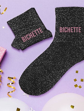 Paire de chaussettes paillettes bichette noire