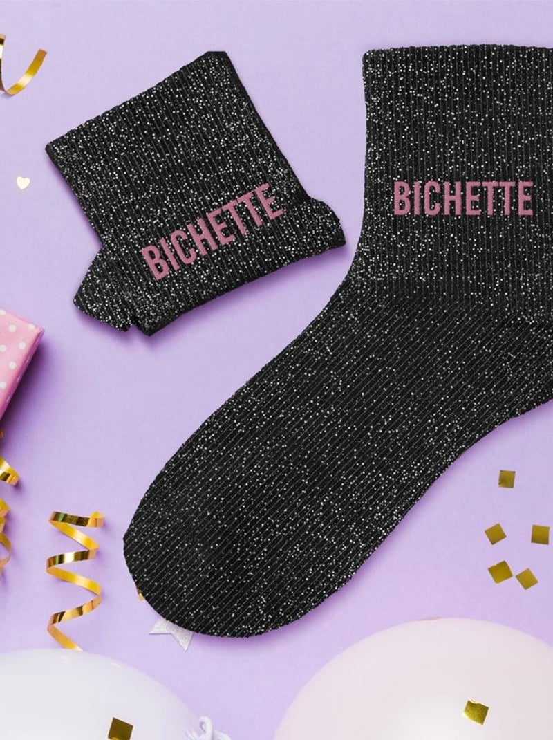 Paire de chaussettes paillettes bichette noire Noir - Kiabi