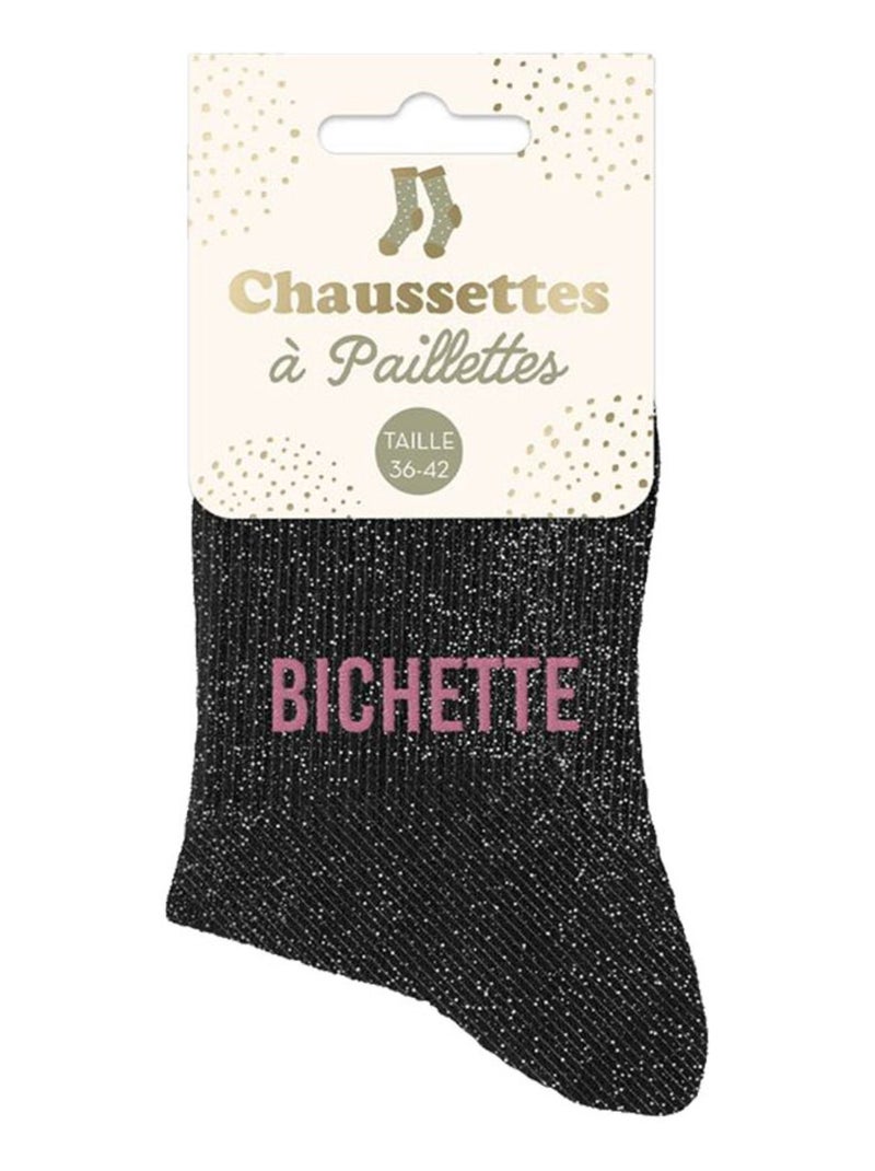 Paire de chaussettes paillettes bichette noire Noir - Kiabi