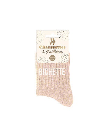 Paire de chaussettes paillettes bichette rose pastel