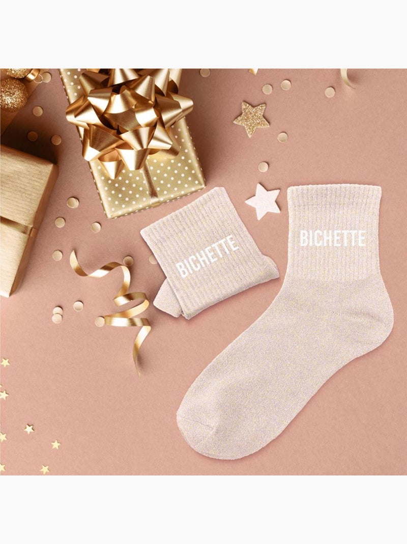 Paire de chaussettes paillettes bichette rose pastel Rose clair - Kiabi