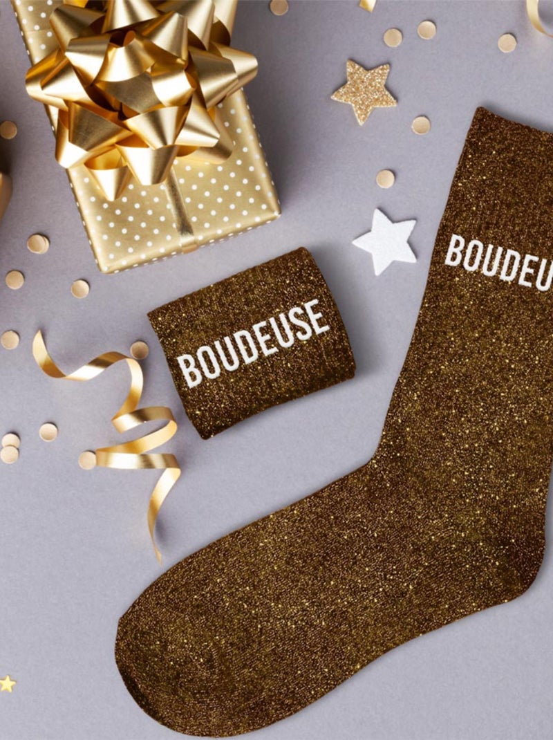 Paire de chaussettes paillettes boudeuse Marron - Kiabi