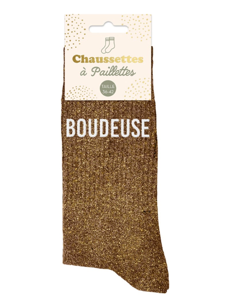 Paire de chaussettes paillettes boudeuse Marron - Kiabi