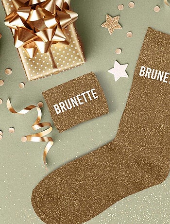 Paire de chaussettes paillettes brunette