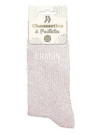 Paire de chaussettes paillettes chaton
