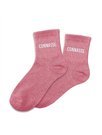 Paire de chaussettes paillettes connasse rose