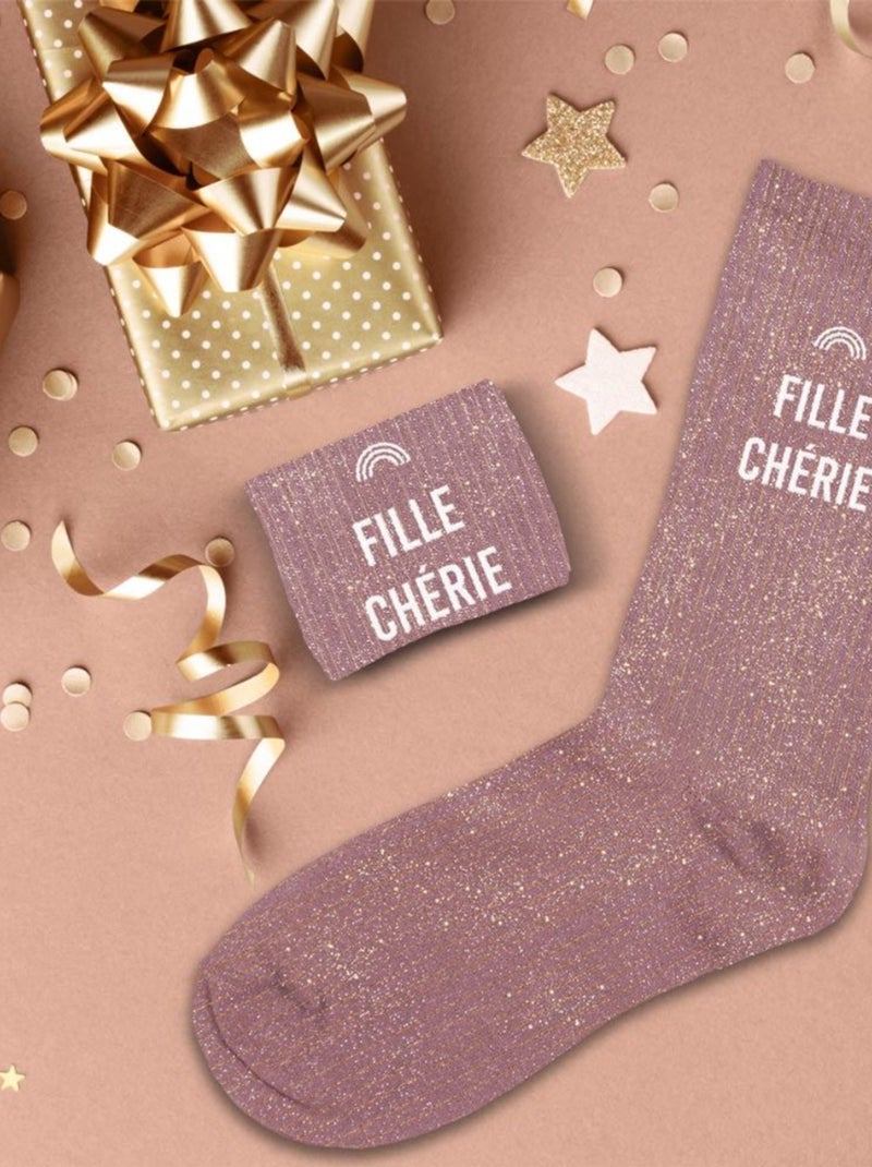 Paire de chaussettes paillettes fille chérie Rose - Kiabi