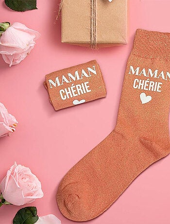 Paire de chaussettes paillettes maman Chérie