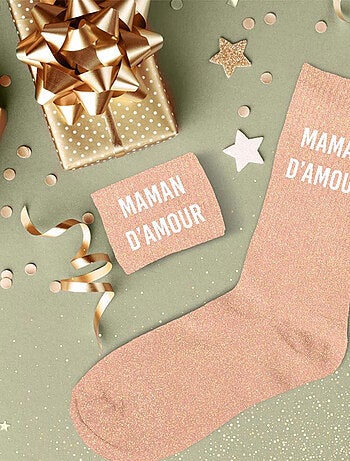 Paire de chaussettes paillettes maman d'amour