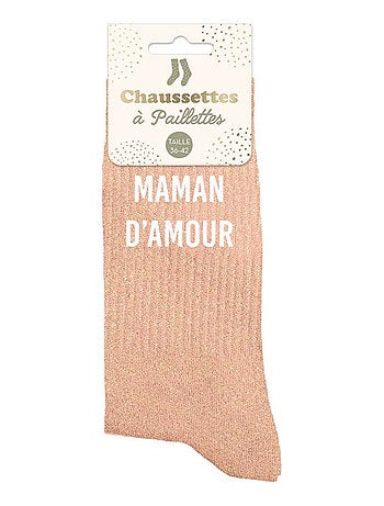Paire de chaussettes paillettes maman d'amour