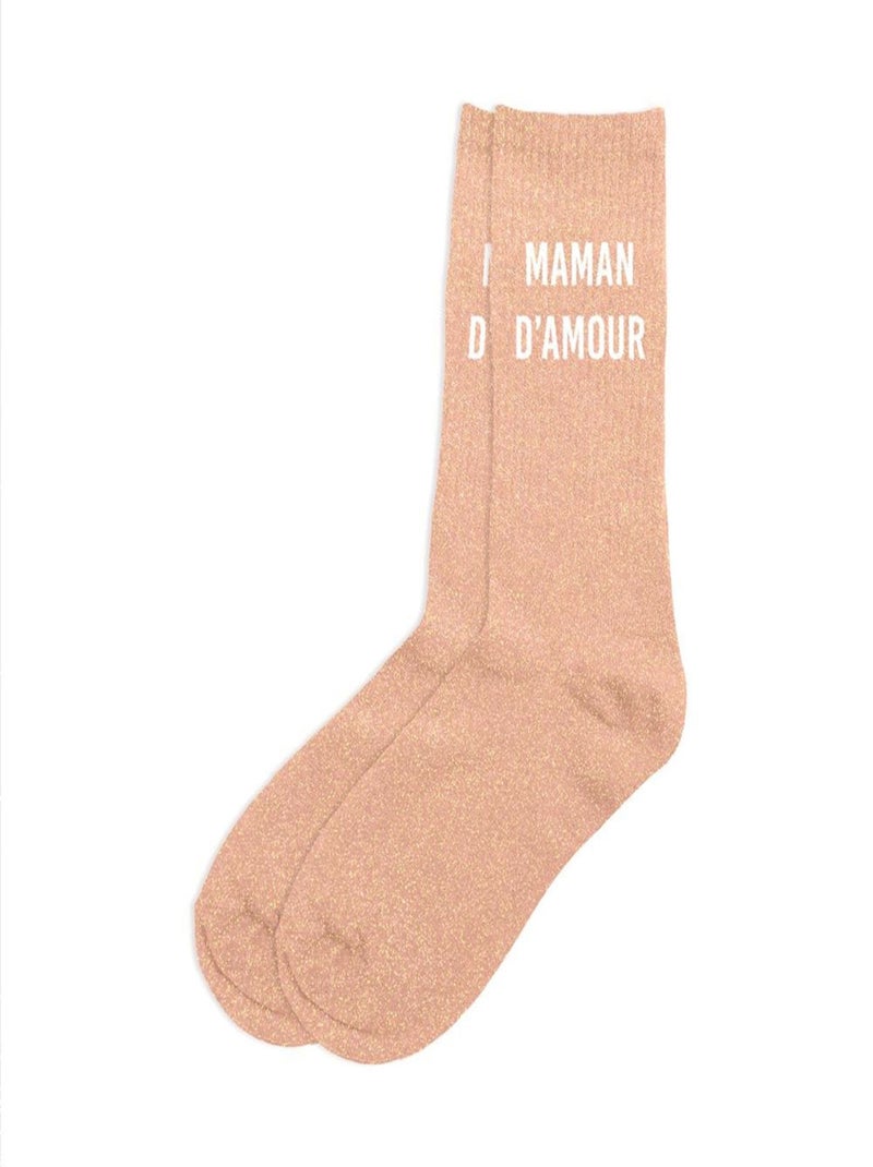 Paire de chaussettes paillettes maman d'amour Rose - Kiabi