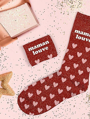 Paire de chaussettes paillettes maman louve
