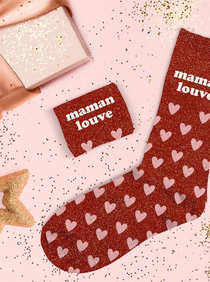 Paire de chaussettes paillettes maman louve Rouge - Kiabi