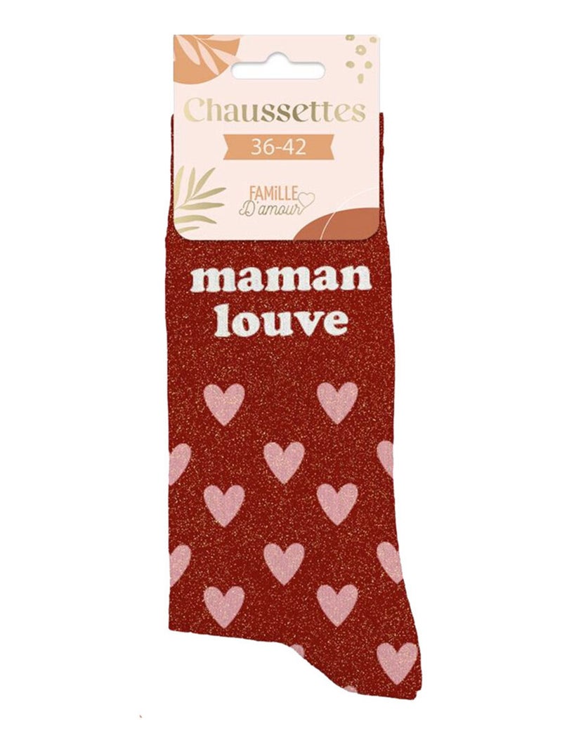 Paire de chaussettes paillettes maman louve Rouge - Kiabi