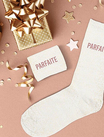 Paire de chaussettes paillettes parfaite écru