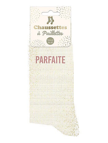 Paire de chaussettes paillettes parfaite écru