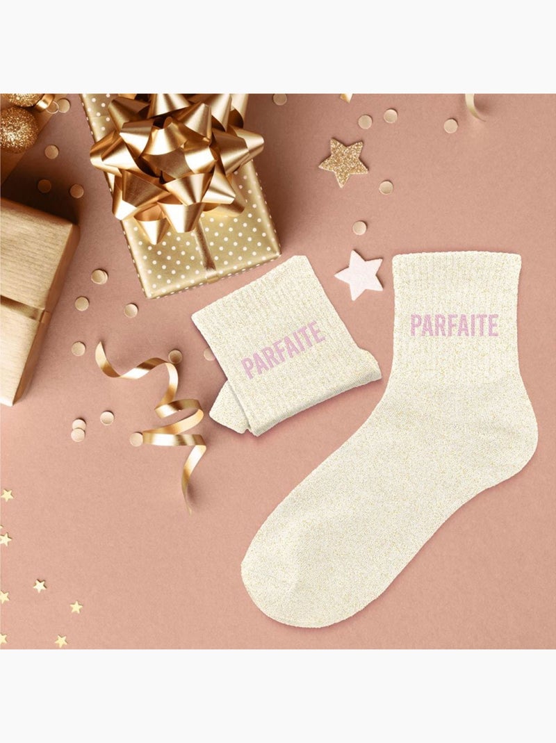 Paire de chaussettes paillettes parfaite écru Ecru - Kiabi