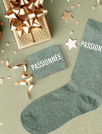 Paire de chaussettes paillettes passionnée