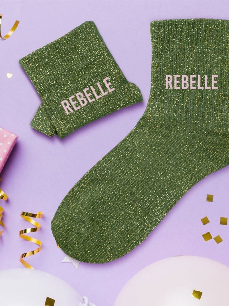 Paire de chaussettes paillettes rebelle verte Vert - Kiabi