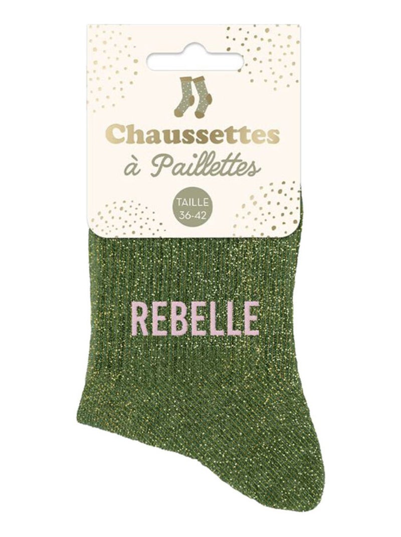 Paire de chaussettes paillettes rebelle verte Vert - Kiabi