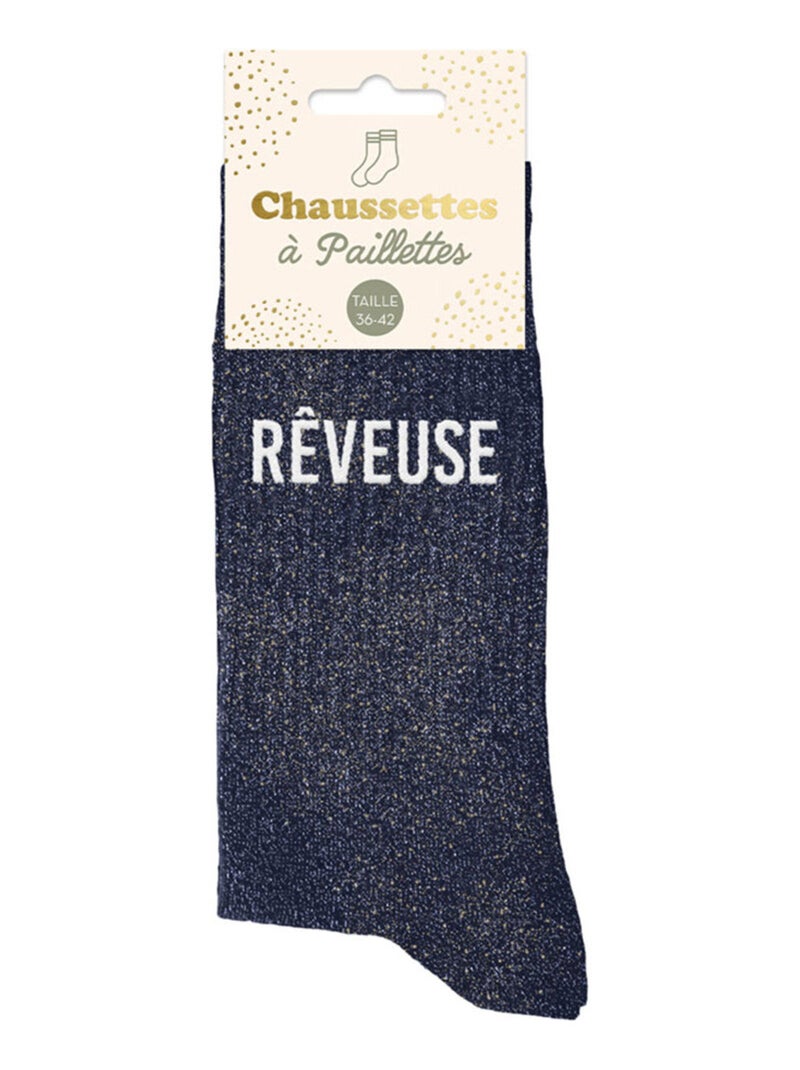 Paire de chaussettes paillettes Rêveuse Bleu marine - Kiabi