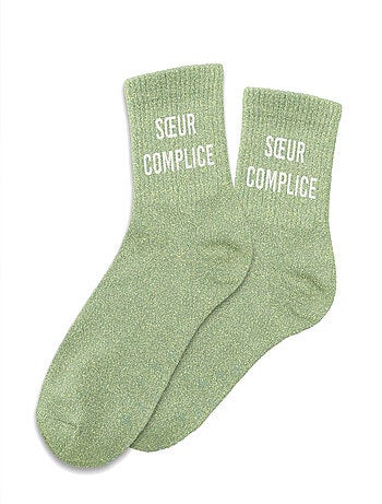 Paire de chaussettes paillettes Soeur complice verte