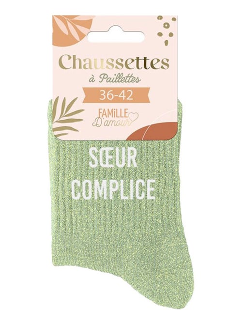 Paire de chaussettes paillettes Soeur complice verte - Kiabi