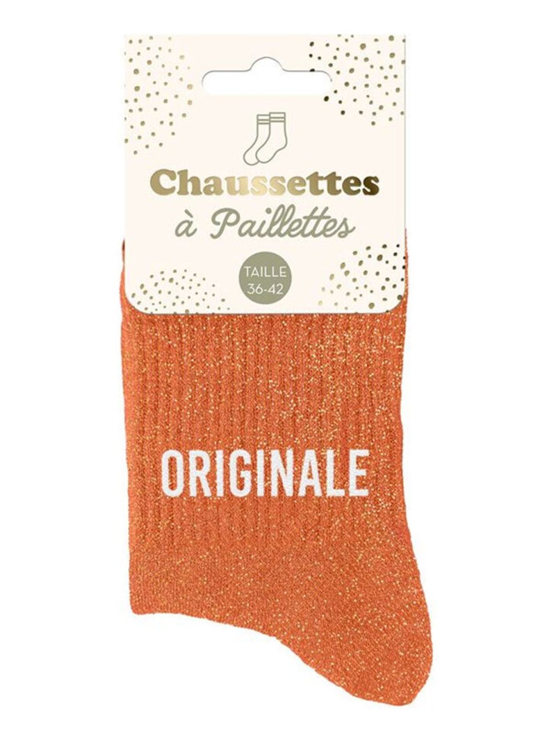 Paire de chaussettes parme pailletées Captivante Orange - Kiabi